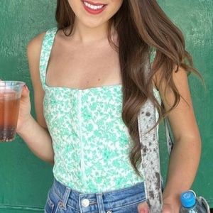 Zara green floral corset